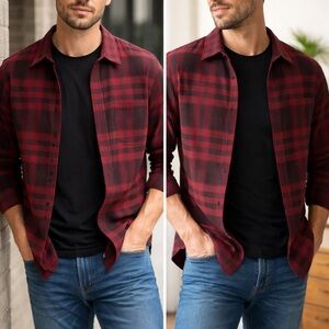 Red Plaid Button-Up Shirt